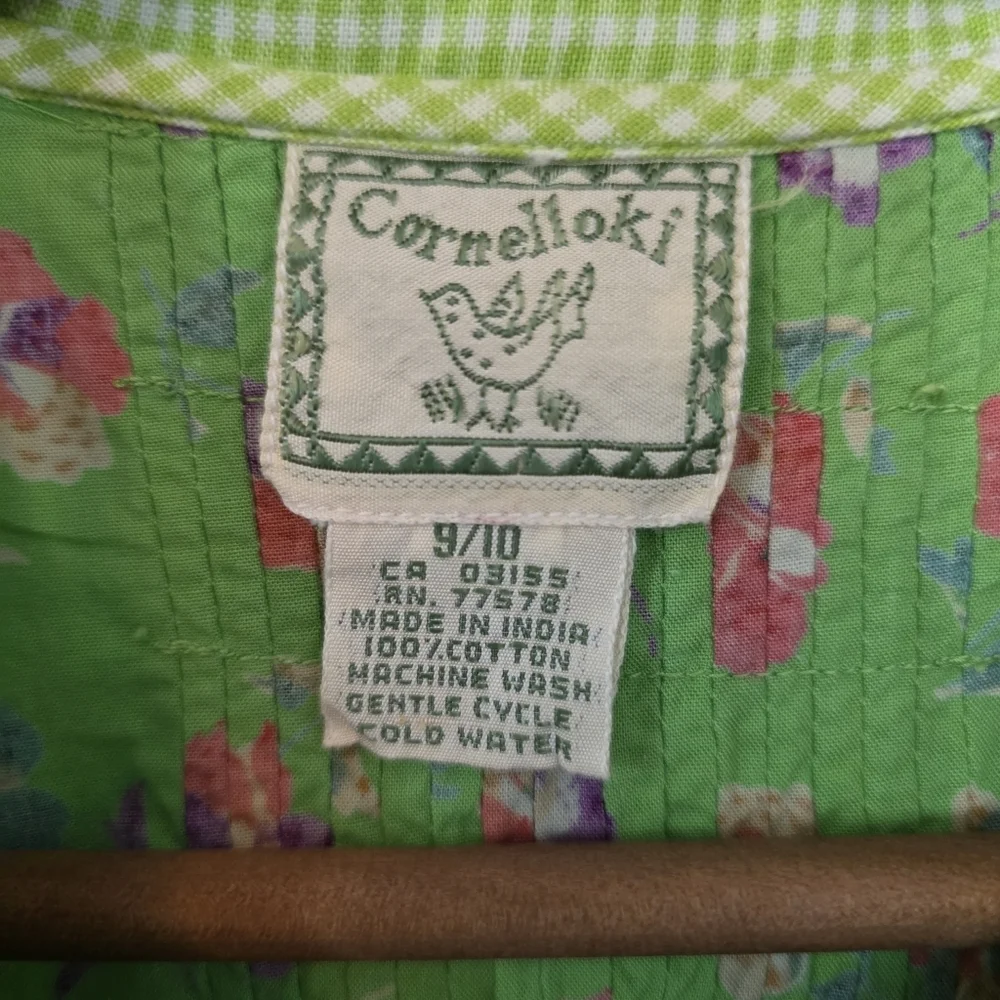 Vintage Cornelloki Dress by April Cornell – Girls Size 9/10 – Green/Pansy Floral - Picture 8 of 8
